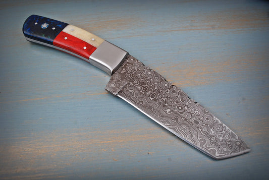 Handmade Damascus Steel Tanto Knife - Camping, Hunting, Outdoor & EDC Knife