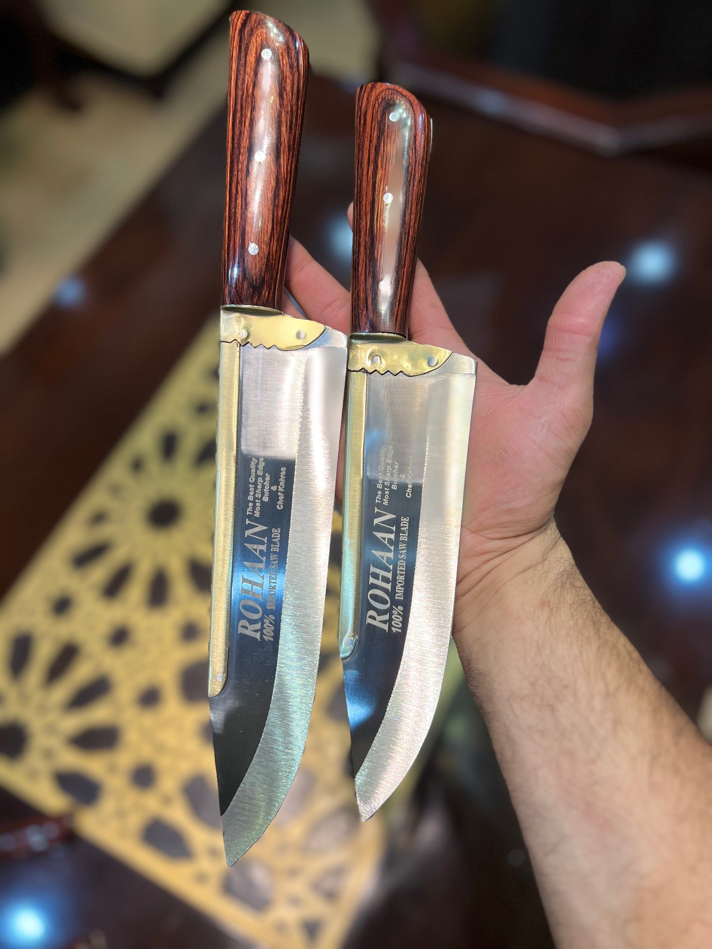 Rohaan 3 Pieces Butcher and Meat Knife Set, Professional Meat Cleaver, Bone Crusher,