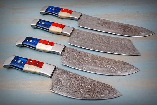 Handmade Damascus Steel 4-Piece Kitchen & Chef Knife Set