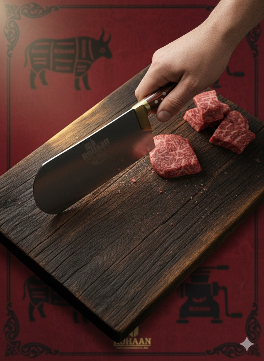 Rohaan 3 Pieces Butcher and Meat Knife Set, Professional Meat Cleaver, Bone Crusher,