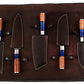 Butt Sons Cutlers 7-Piece Damascus Steel Chef Knife Set with Leather Roll – High HRC 50-55 Blades, Olive & Resin Handles – Professional Chef, Santoku, Bread, Cleaver, Utility, Paring & Meat Knives