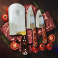 3 Pieces Rohaan Stainless Steel Meat & Butcher Knife Set, BBQ Bone Crusher Cleaver, Heavy Duty Cleaver, Skinner and meat Slicer Knife