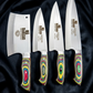 RoHaan 4-Piece Professional Kitchen Knife Set | Chef Knife, Meat Cleaver, Butcher Knife | Stainless Steel with Rainbow Pakka Wood Handle | Handmade in Wazirabad