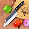 Full Tang Stainless Steel Chef Knife with Abrasive Blade, Black Micarta Handle, Brass Rivets, 12-13” Razor Sharp Blade, HRC 50-55