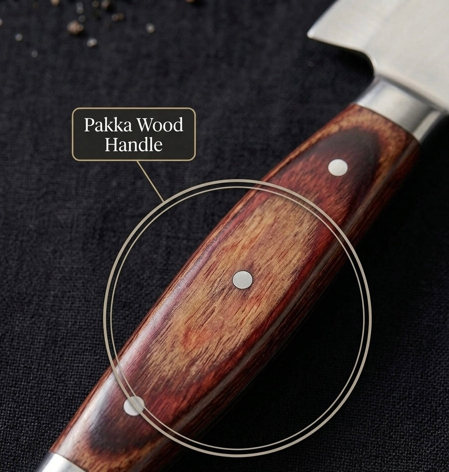 Rohaan 9" Professional Butcher & Chef Knife | J2 Stainless Steel Full Tang | Ergonomic Pakka Wood Handle | Butt Son’s Cutlers