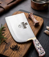 Rohaan Professional Heavy-Duty Meat & Bone Cleaver – Hand-Forged Leaf Spring Steel, Brass Accents